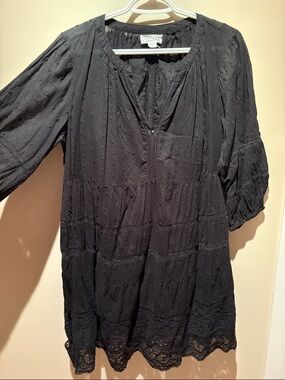 Velvet by Graham & Spencer Black Swiss Dot Mini Dress